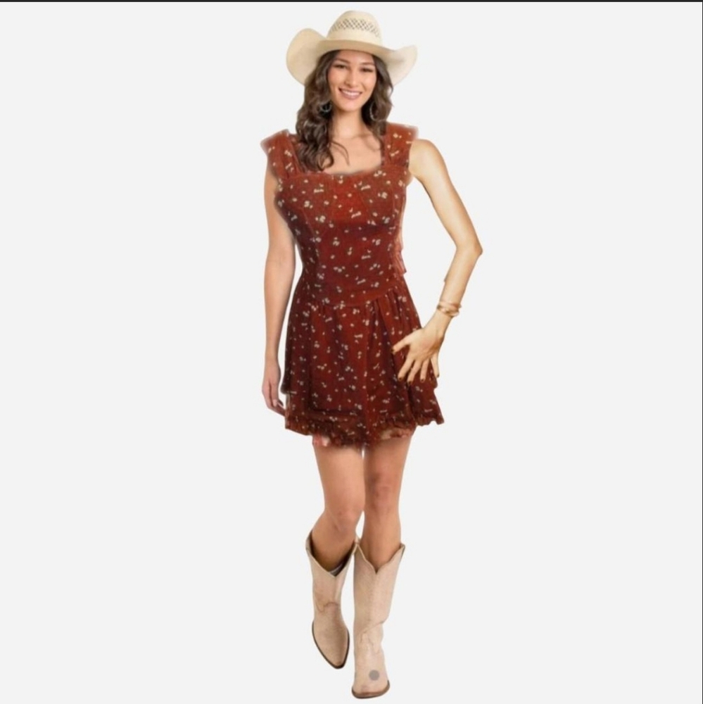 Brown Corset Crepe Mini Dress